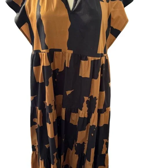 Crosby Watts Cotswold Abstract Print Midi Dress With High Collar Size XS - Picture 5 of 11